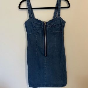 Vintage bodycon denim dress with zipper detail